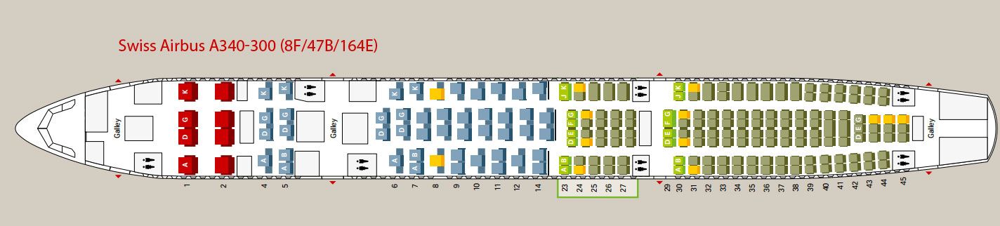 Схема посадочных мест A340-300 Swiss.